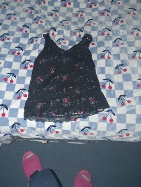 Black Floral Lace Cami Tank Top